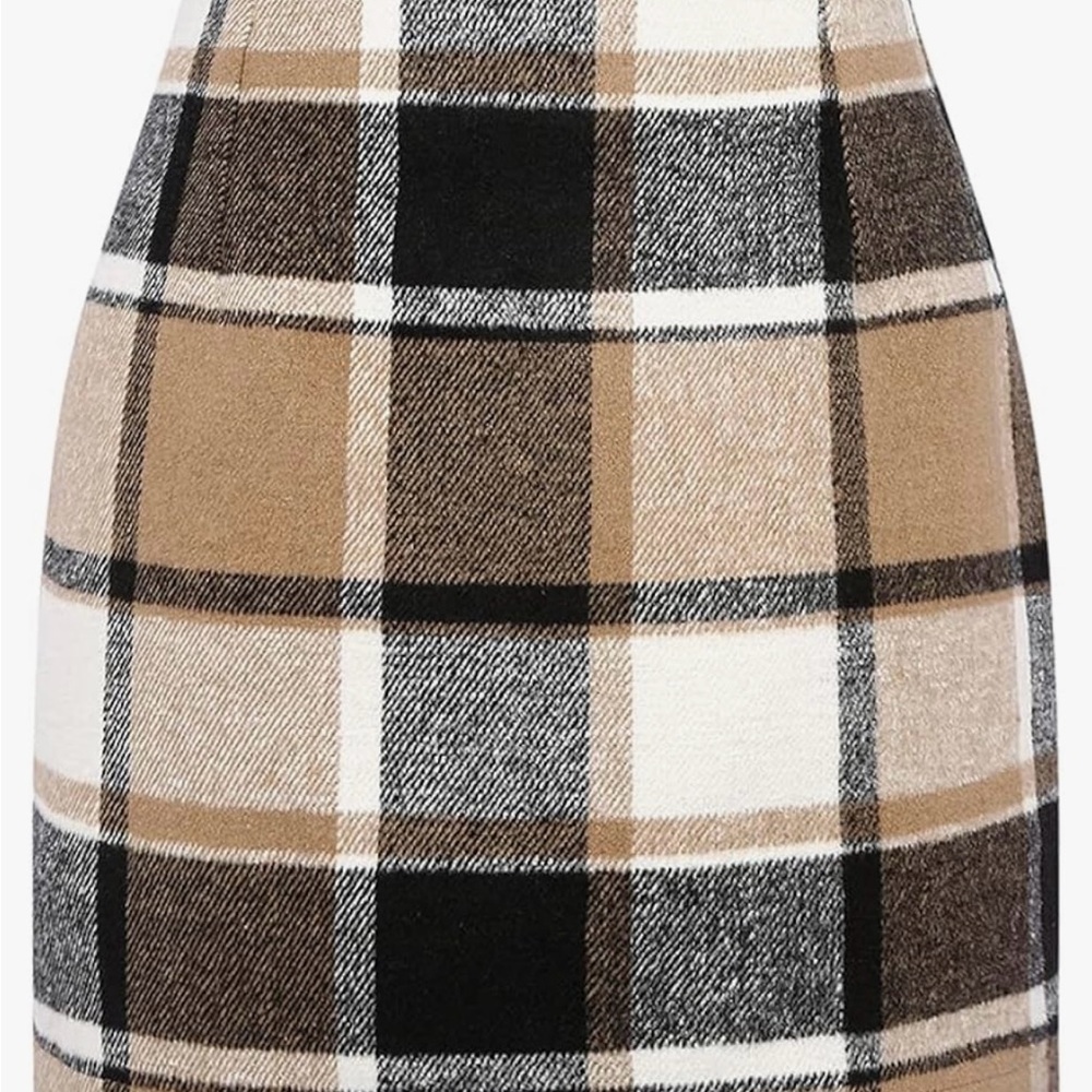 High waisted plaid pencil skirt